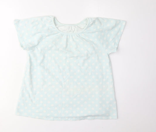 Uniqlo Girls Blue Polka Dot T-Shirt Size 9-10 Years