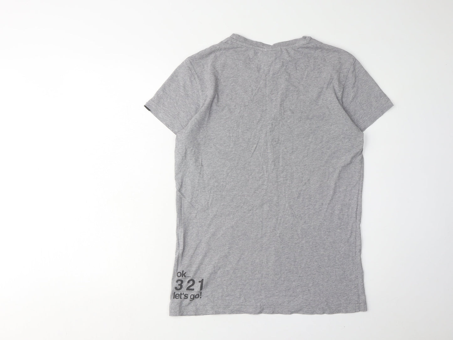 Revolution Men's Grey Graphic Cotton T-Shirt, L, Retro Style