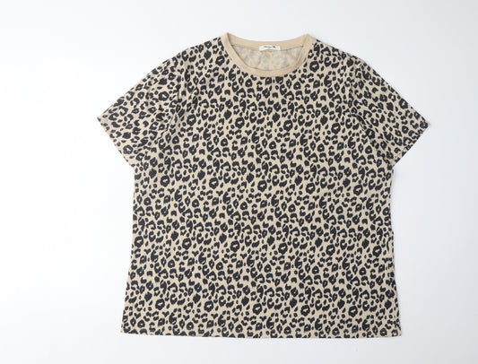 Blooming Jelly Women's Beige Animal Print T-Shirt 2XL
