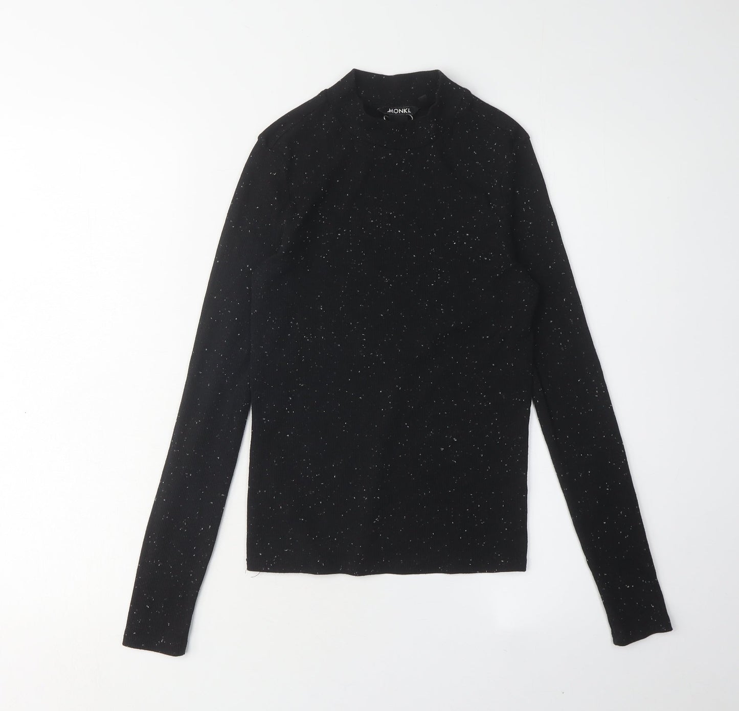 Monki Women's Black Mock Neck Long Sleeve T-Shirt Size S