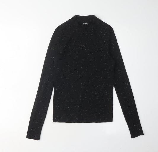 Monki Women's Black Mock Neck Long Sleeve T-Shirt Size S