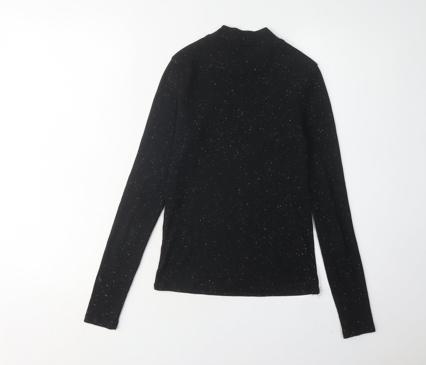 Monki Women's Black Mock Neck Long Sleeve T-Shirt Size S