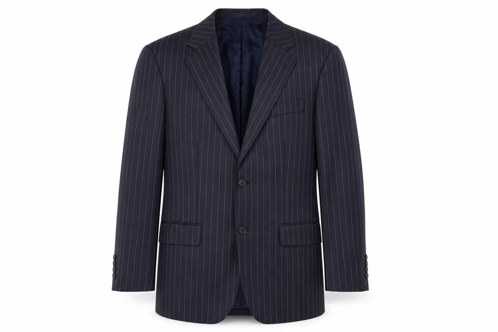 DAKS Men's Blue Striped Wool Blazer Jacket 36S