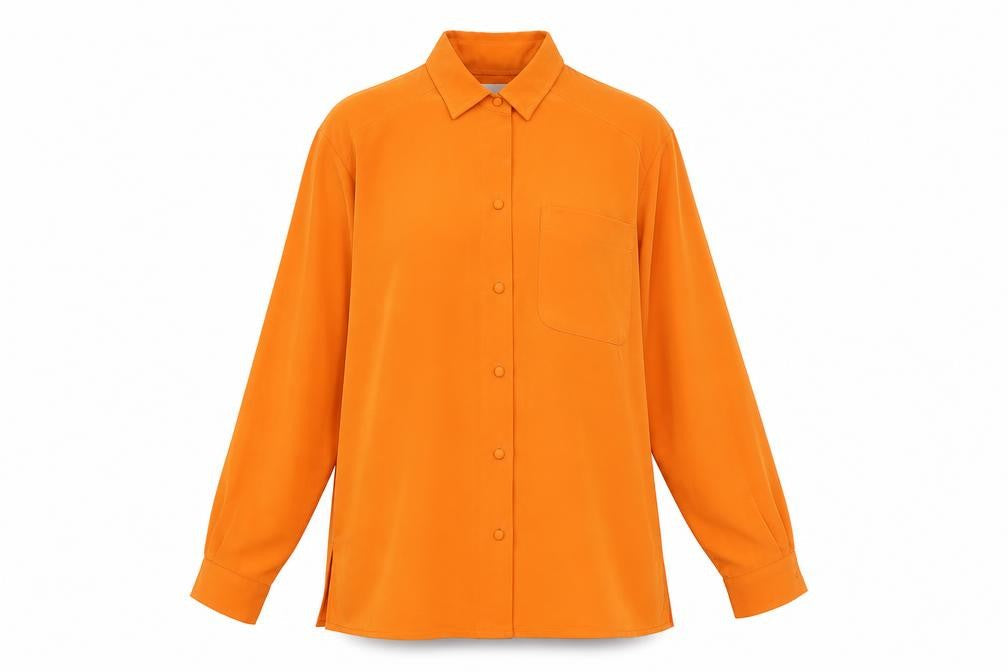 Alexon Women's Orange Button-Up Shirt, Size 12, Classic Fit