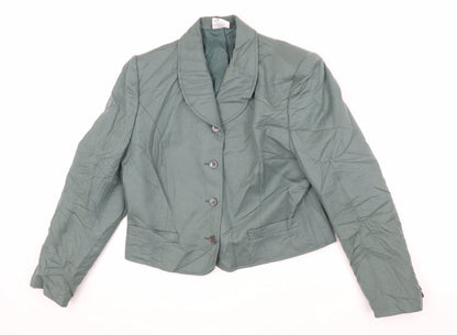 Alexon Women's Green Blazer Wool UK 14 Shawl Collar