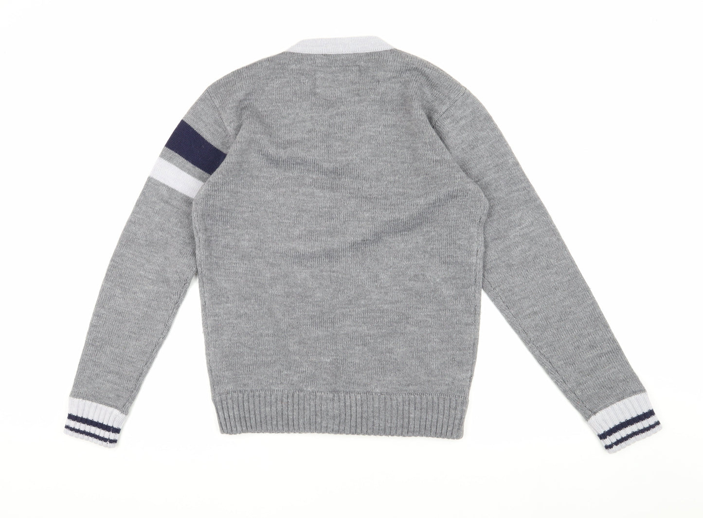 MK University Unisex Grey V-Neck Pullover Jumper M