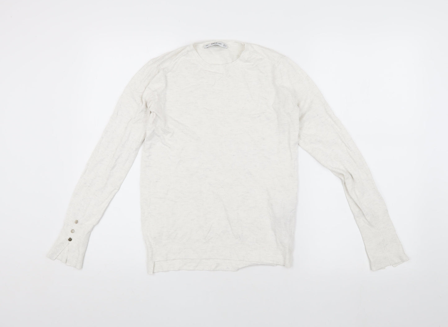 Zara Women's White Knit Pullover Jumper M