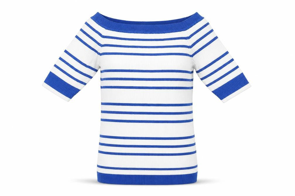 Hush Women's Blue Striped Off-Shoulder Top, Size M