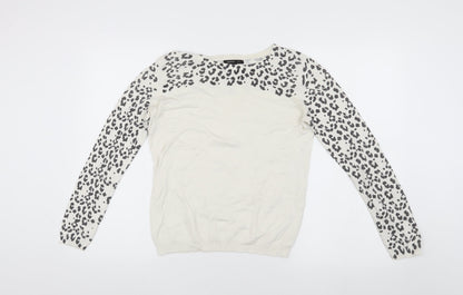 Mango Women's Ivory Animal Print Jumper S