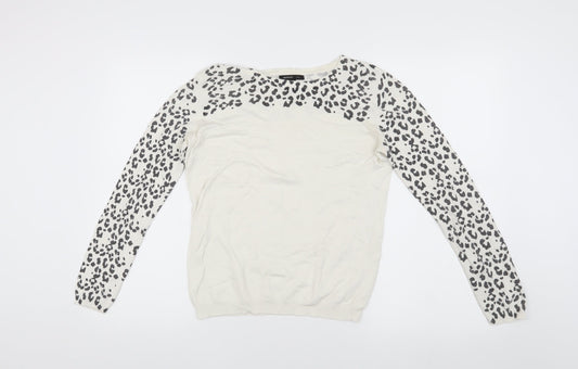 Mango Women's Ivory Animal Print Jumper S