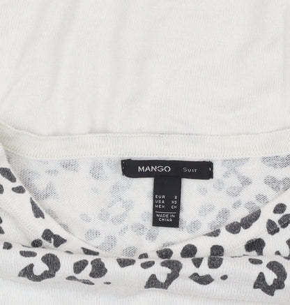 Mango Women's Ivory Animal Print Jumper S