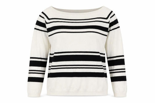 Warehouse Women's White Striped Pullover Jumper Size 10