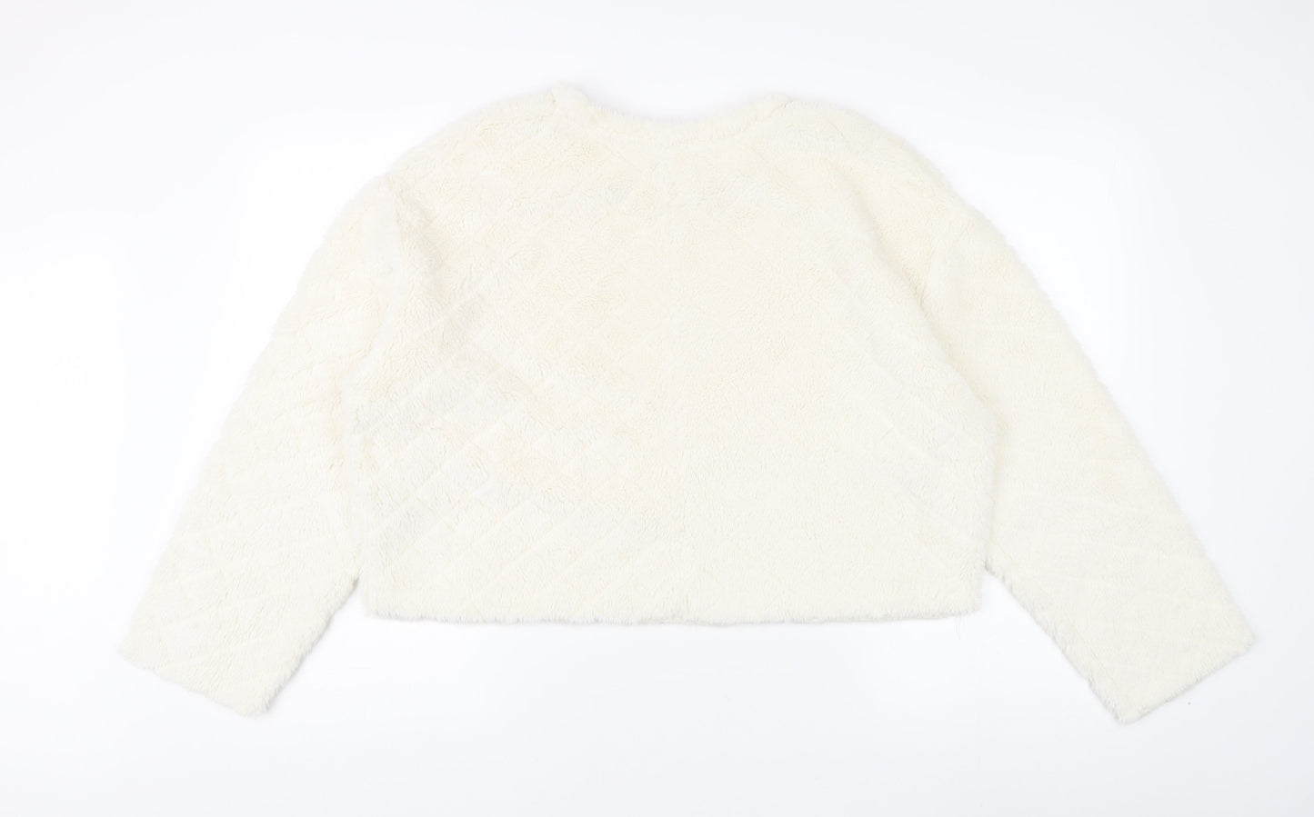 Zara Women's Ivory Fleece Pullover Jumper Size 14