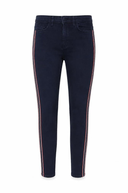 Zara Women Blue Skinny Jeans, Size 6, Striped Accents