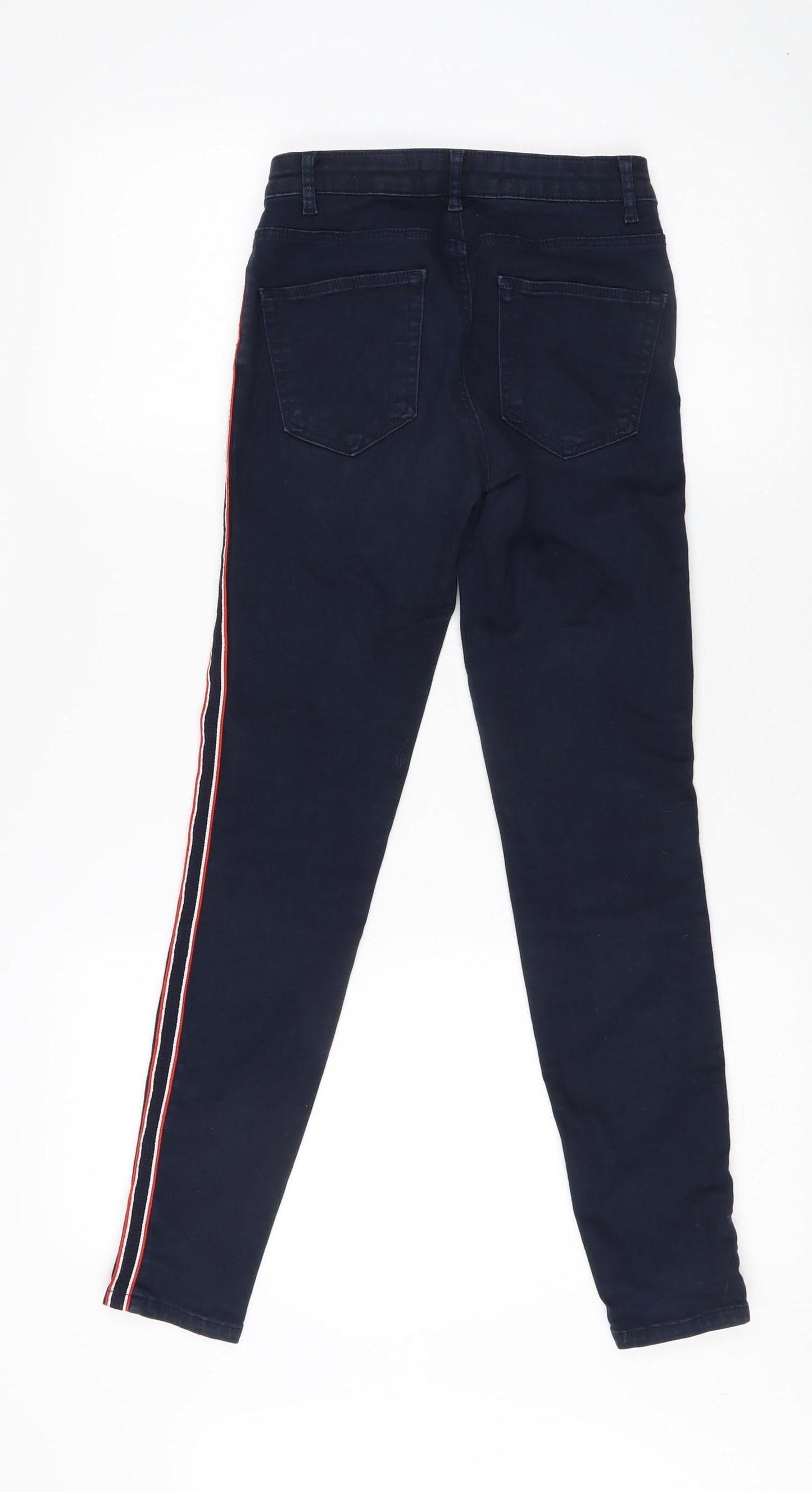 Zara Women Blue Skinny Jeans, Size 6, Striped Accents