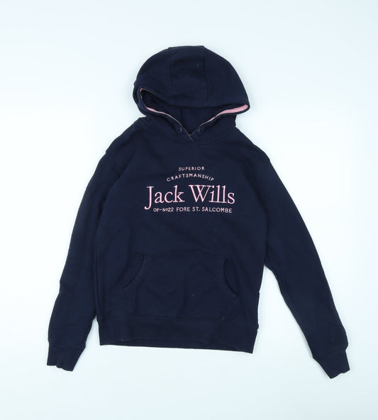 Jack Wills Girls Blue Pullover Hoodie 10-11 Years