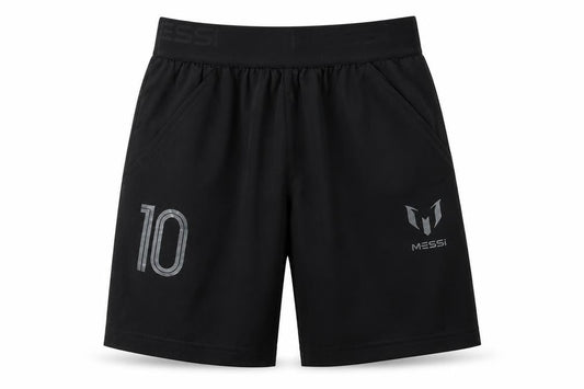 Front view of Adidas boys’ black football shorts, size S, elastic waist