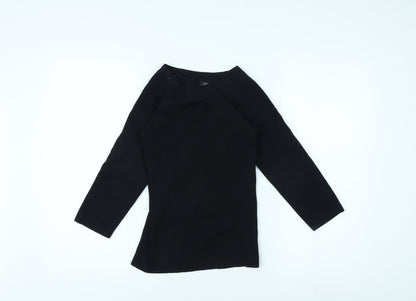 River Island Women's Black 3/4 Sleeve Boat Neck Top