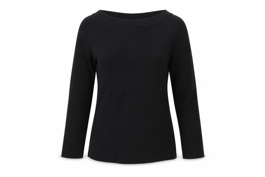 River Island Women's Black 3/4 Sleeve Boat Neck Top