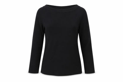 River Island Women's Black 3/4 Sleeve Boat Neck Top