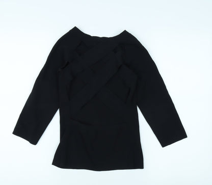River Island Women's Black 3/4 Sleeve Boat Neck Top