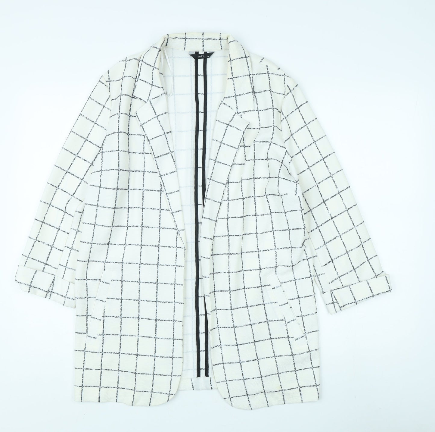 M&Co Women's White Checked Coat Size 12
