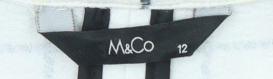 M&Co Women's White Checked Coat Size 12