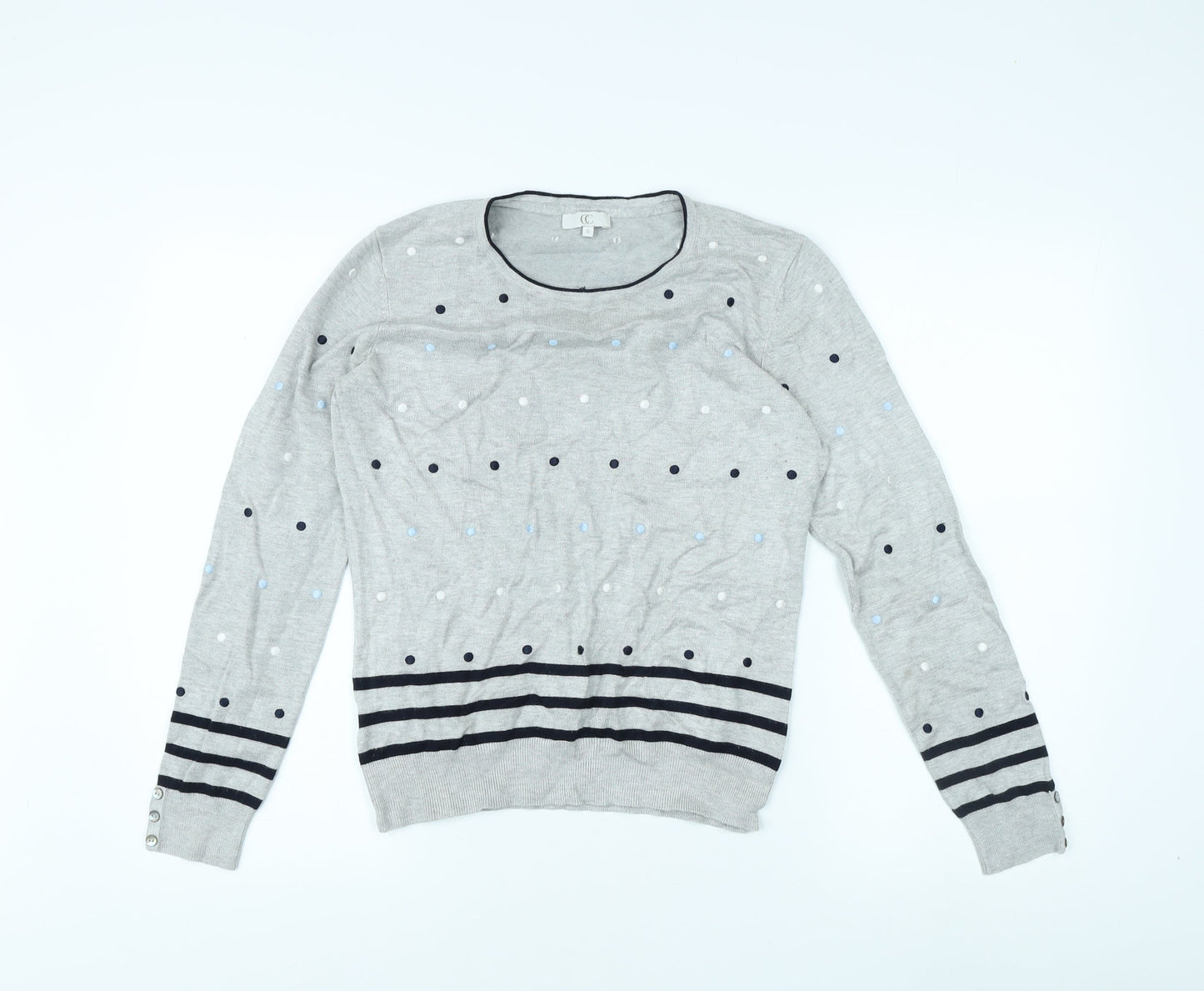 CC Women's Grey Polka Dot Pullover Jumper Size S