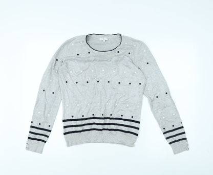 Country Casuals Women's Grey Polka Dot Pullover Jumper Size S