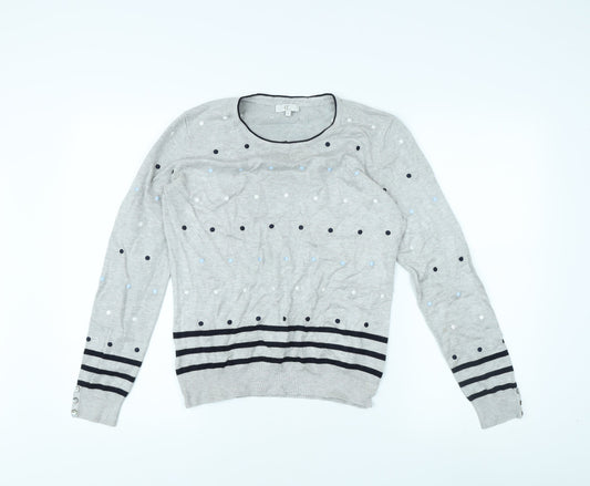 CC Women's Grey Polka Dot Pullover Jumper Size S