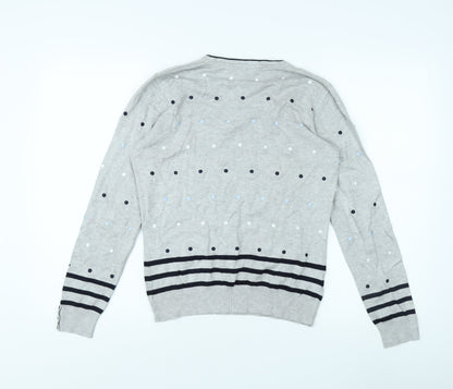 Country Casuals Women's Grey Polka Dot Pullover Jumper Size S