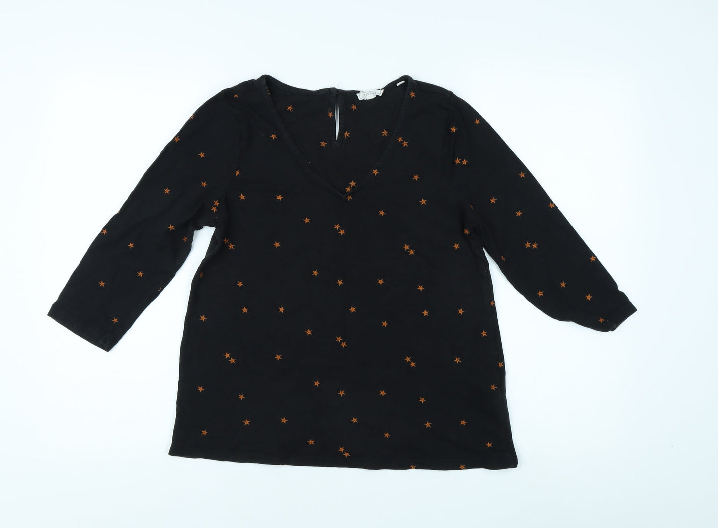 Fat Face Women's Black Blouse Size 10 V-Neck Casual