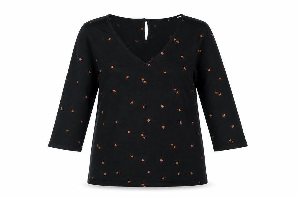 Fat Face Women's Black Blouse Size 10 V-Neck Casual