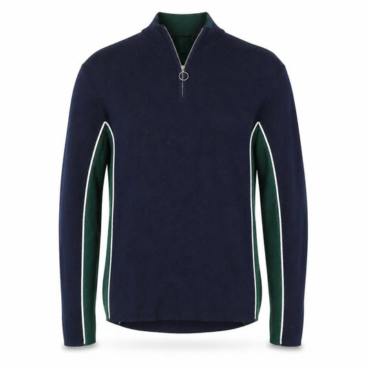 Topman Men's Blue Pullover Jumper, L, 1/4 Zip Knit