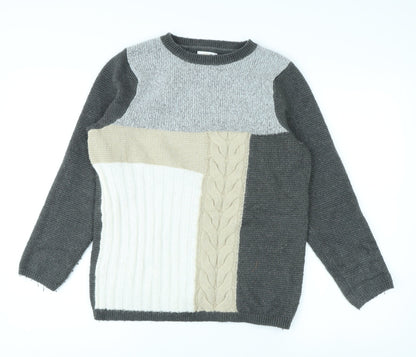 Cotton Traders Womens Grey Cable-Knit Pullover Jumper Size 12