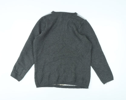 Cotton Traders Womens Grey Cable-Knit Pullover Jumper Size 12