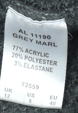 Cotton Traders Womens Grey Cable-Knit Pullover Jumper Size 12