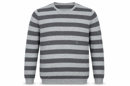 Gap Men's Grey Striped Pullover Jumper - L