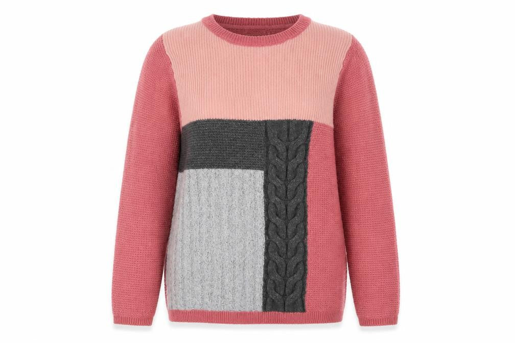 Cotton Traders Women's Pink Cable-Knit Pullover Jumper Size 12