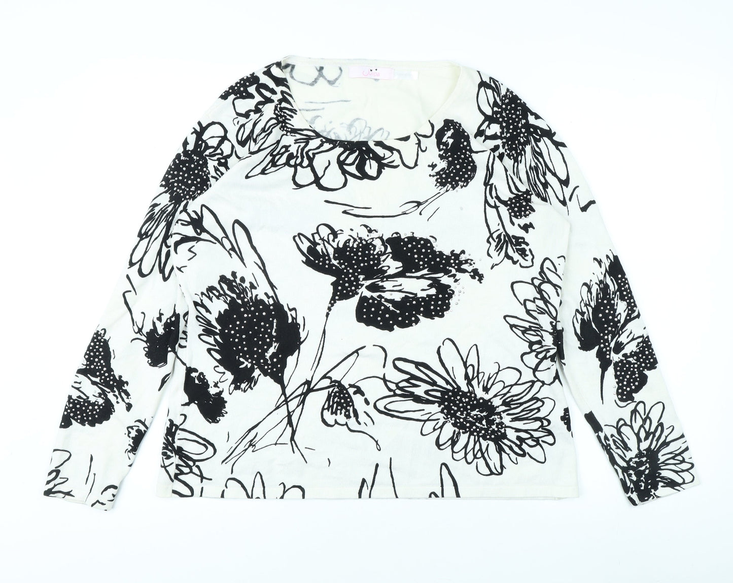 Julipa Women’s Black Floral Long Sleeve Top Size 18
