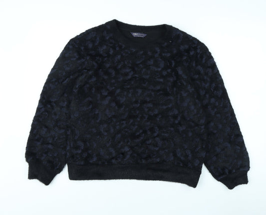 Marks and Spencer Women's Black Animal Print Pullover Jumper XS