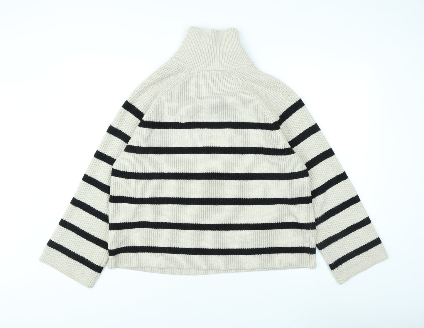 Zara Women's Beige Striped Pullover Jumper M