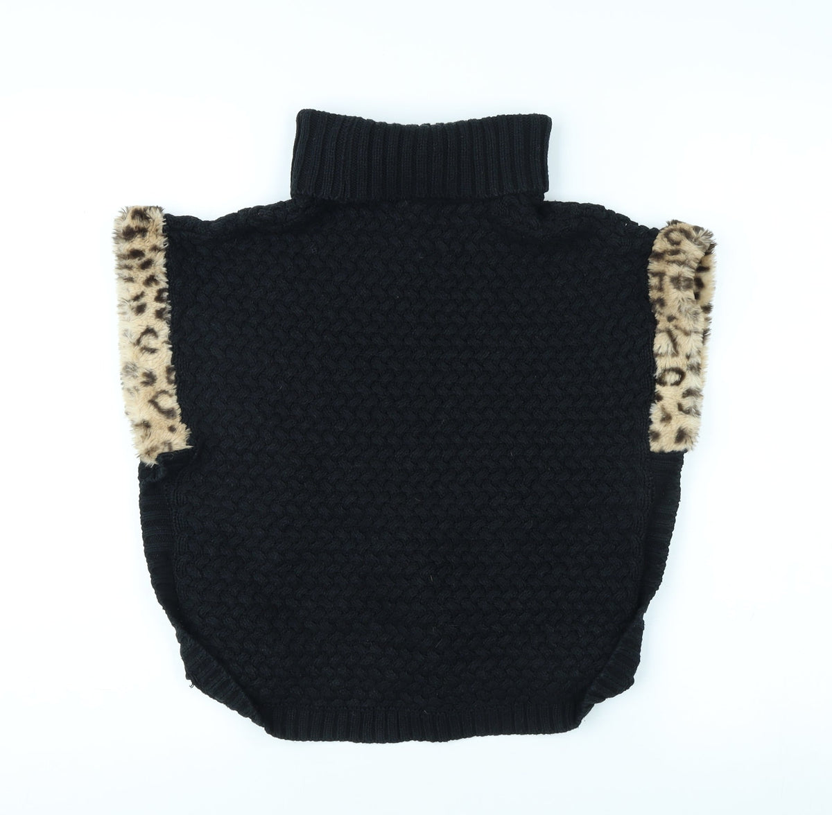 Aspen Girls Black Roll Neck Vest, 11-12 Years, Animal Print