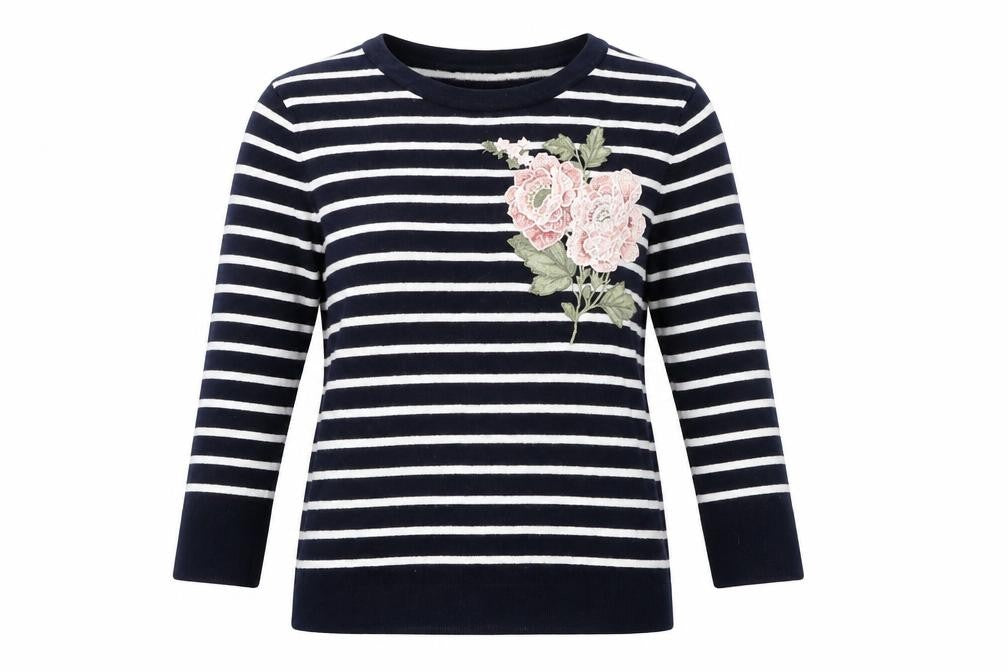 Warehouse Women's Black Striped Pullover Jumper, Size 10