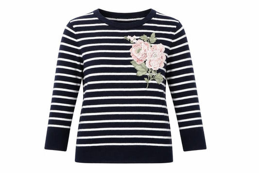 Warehouse Women's Black Striped Pullover Jumper, Size 10