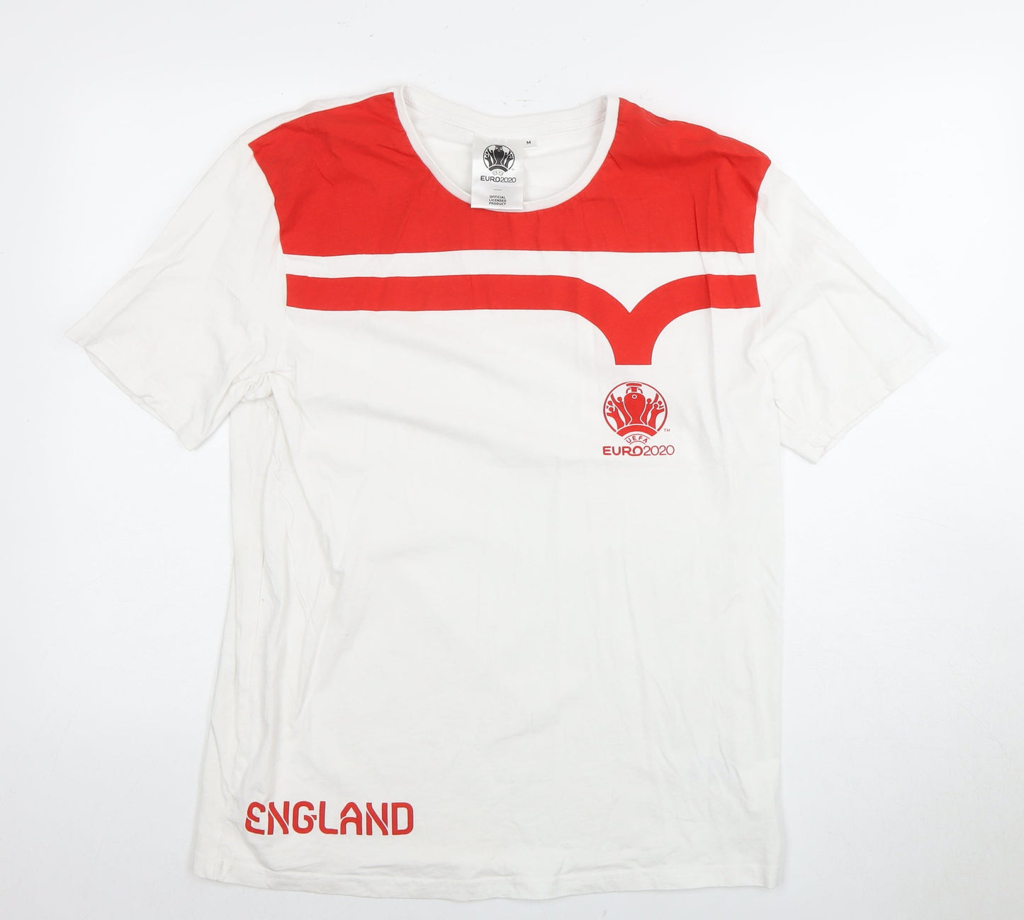 Euro 2020 Men's White M T-Shirt with Red Logo