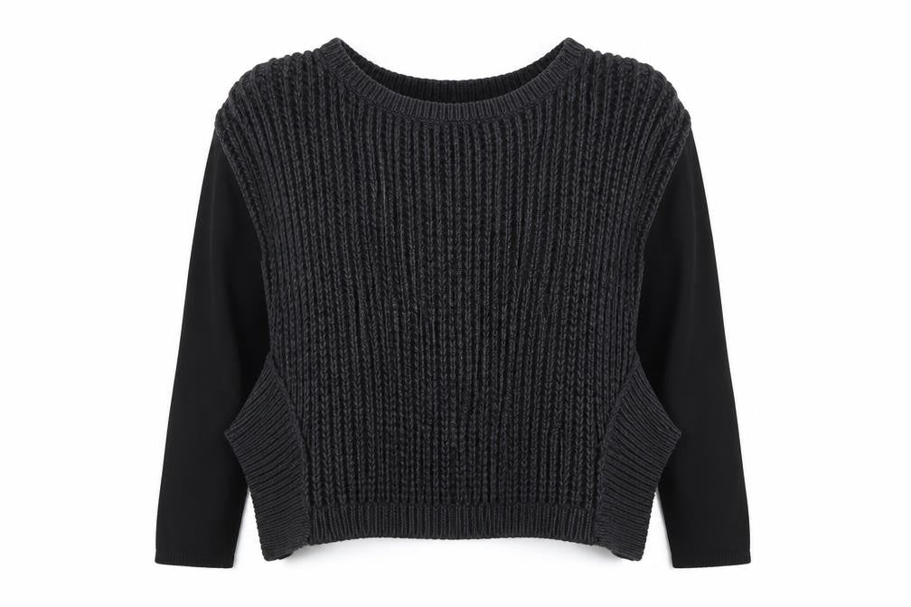 Karen Millen Women's Black Chunky-Knit Pullover Size 4