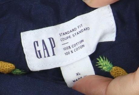 GAP Men's Blue XL Pineapple Print Short Sleeve Shirt