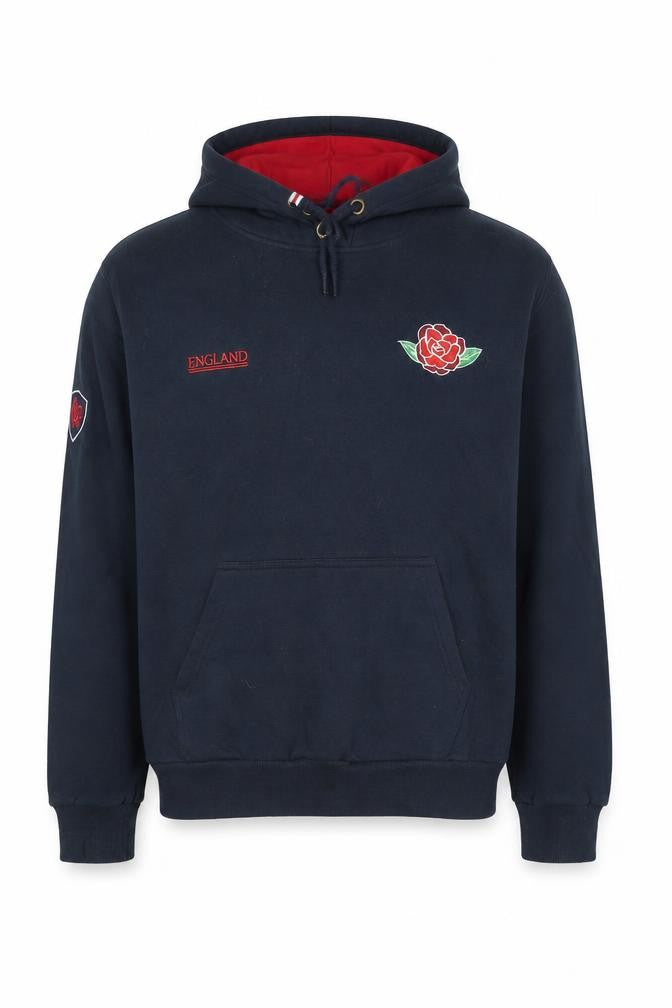 England Men's Blue Embroidered Pullover Hoodie L
