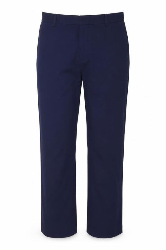 Front view of ASOS Men's Blue Trousers, Polyester Blend, Regular Fit 34"W 34"L